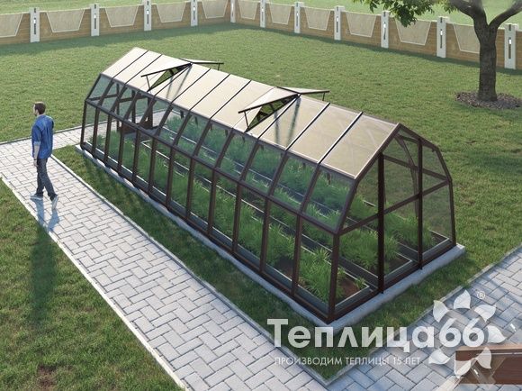 Теплица Рада Нева под стекло, 2,65х8 метров, коричневая
