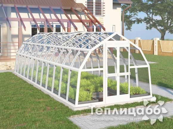 Теплица Рада Нева под стекло, 2,65х8 метров, белая