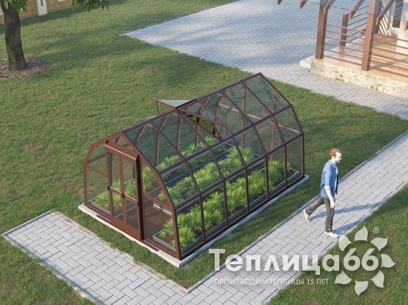 Теплица Рада Нева под стекло, 2,65х4 метра, коричневая
