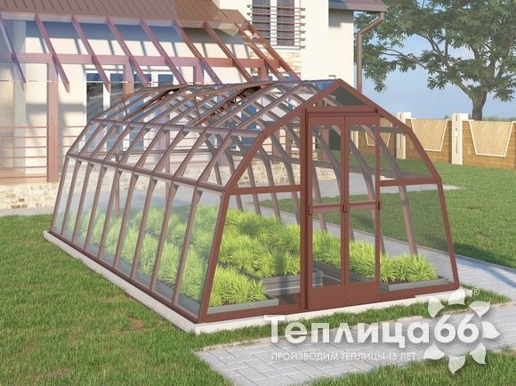 Теплица Рада Волга под стекло, 3х6 метров, коричневая