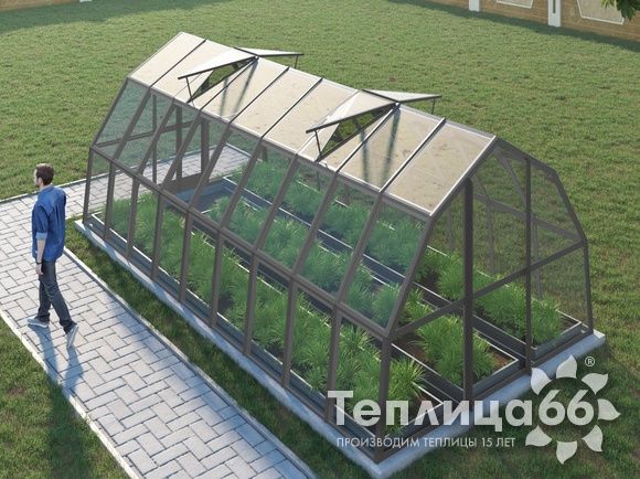 Теплица Рада Исеть под стекло 3х6 метров, графитовая