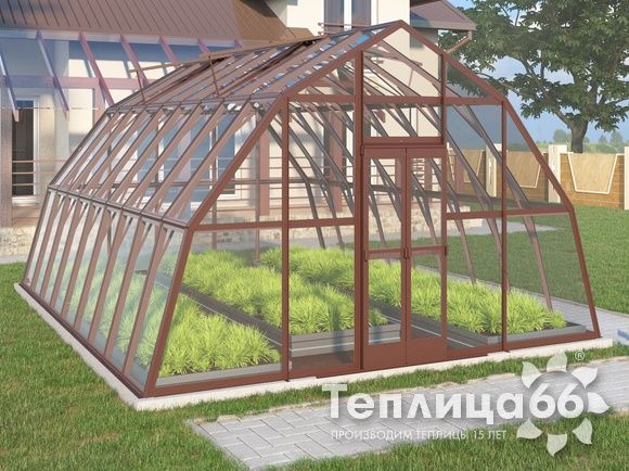 Теплица Рада Нил под стекло, 4,5х6 метров, коричневая