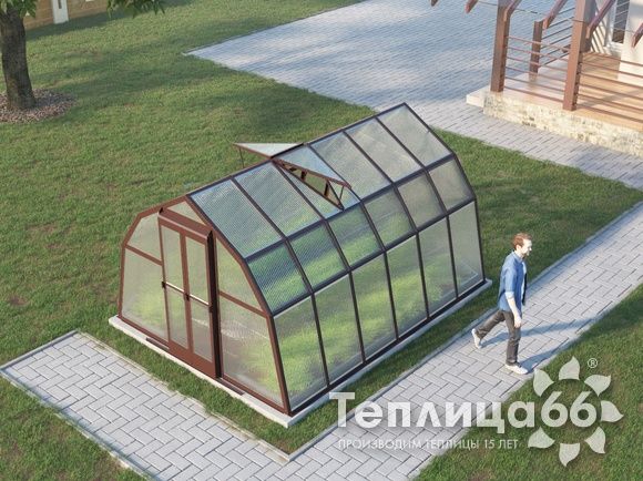 Теплица Рада Байкал из поликарбоната, 3x4 метра, коричневая