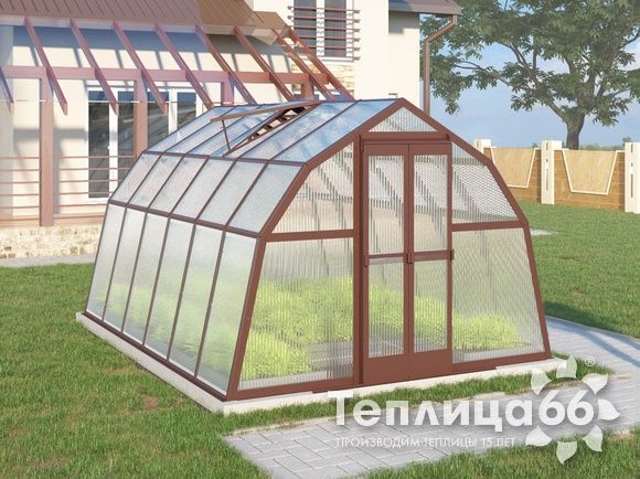 Теплица Рада Байкал из поликарбоната, 3x4 метра, коричневая