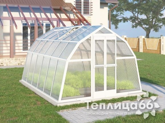 Теплица Рада Байкал из поликарбоната, 3x4 метра, белая