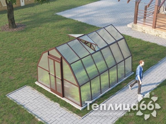 Теплица Рада Рица из поликарбоната, 3x4 метра, коричневая