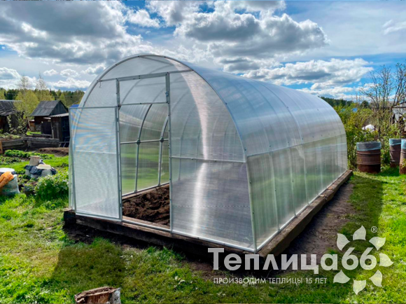 Теплица Рада Астра Стандарт, оцинкованный профиль 20х20, покрытие из поликарбоната, шириной 3 метра (шаг 1 м)